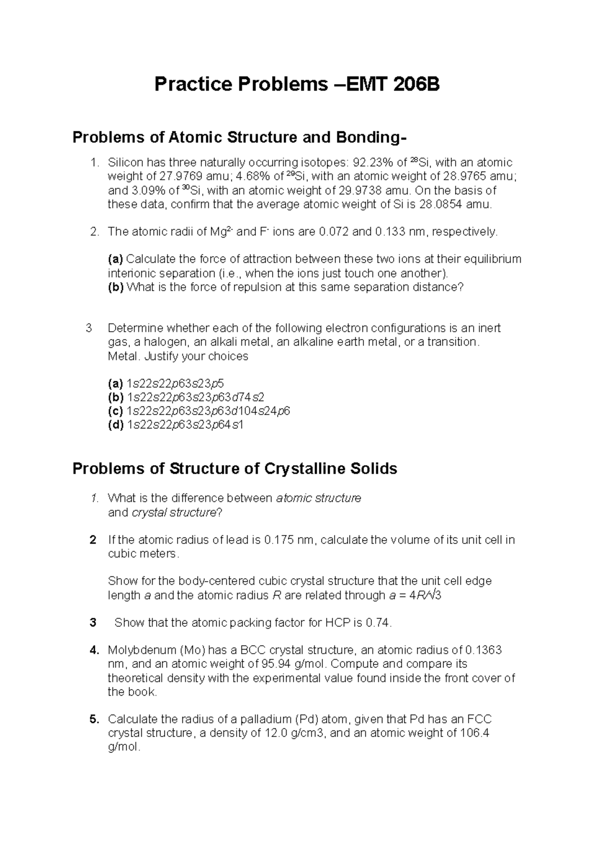 Atomic Structure And Bonding Review