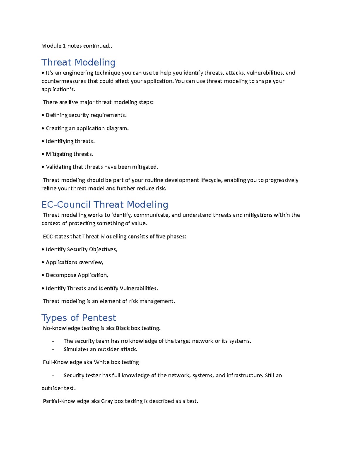 Basics of ethical hacking pt 2 - Module 1 notes continued.. Threat ...