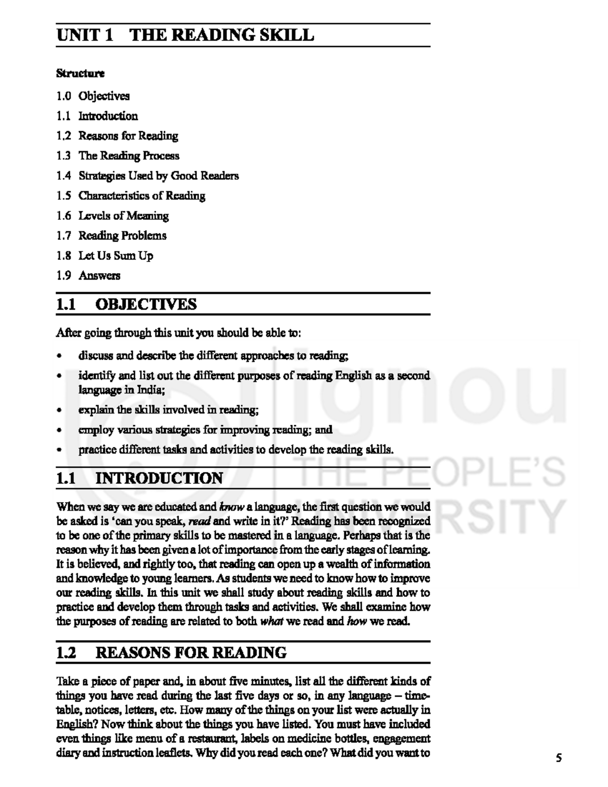 Level 1 Esol Reading