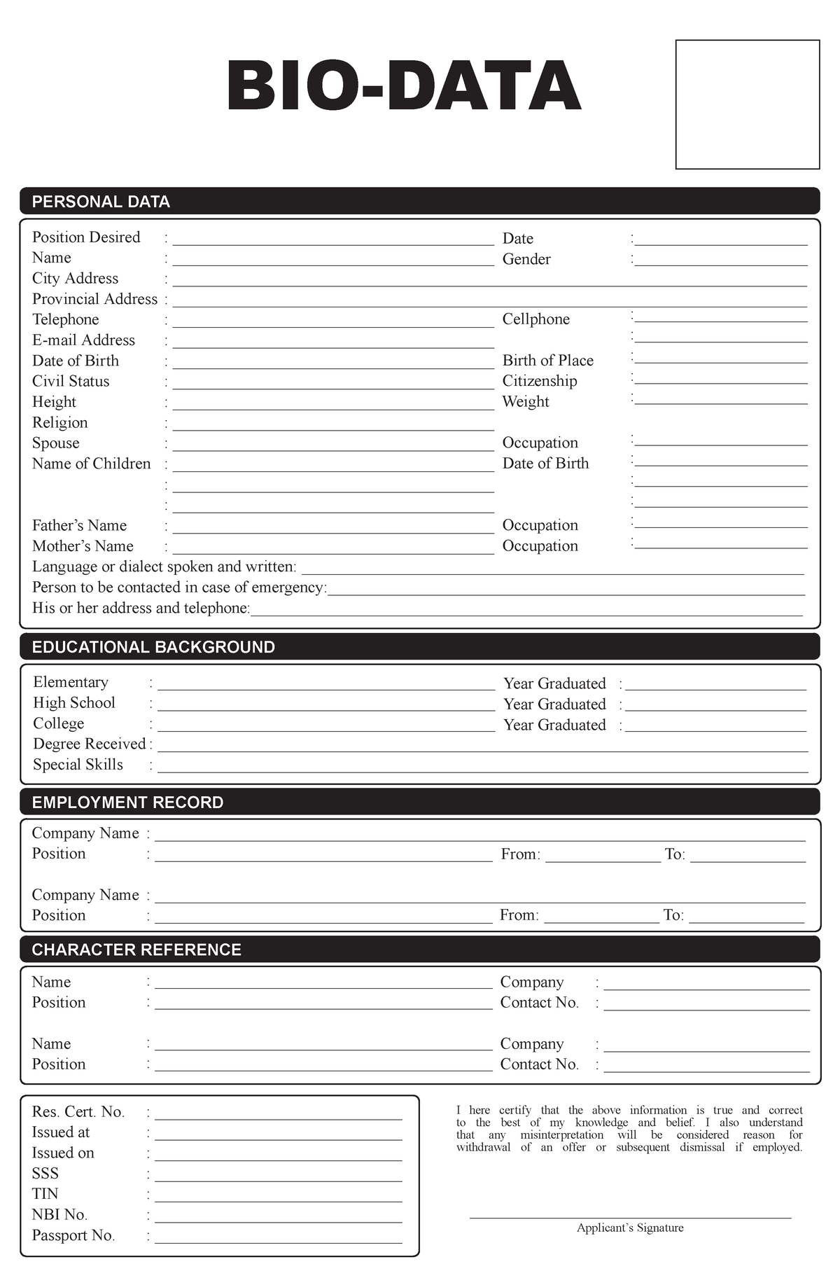 Biodata School Purposes Position Desired Name City Address   Thumb 1200 1835 