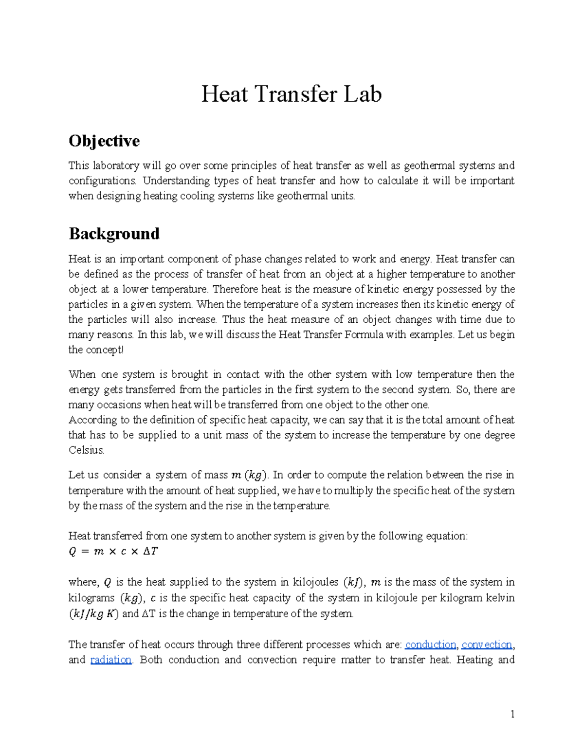 Prelab Questions are on page 3pdf Heat Transfer Lab Objective This