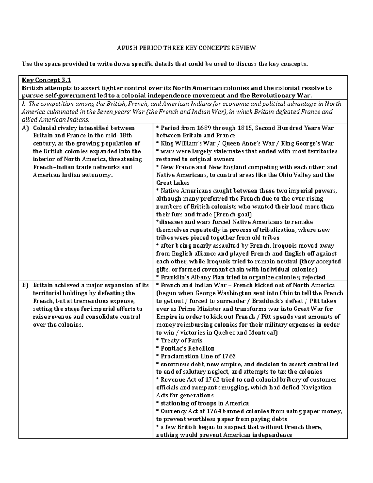 Period 3 Key Concept Framework - APUSH PERIOD THREE KEY CONCEPTS REVIEW ...