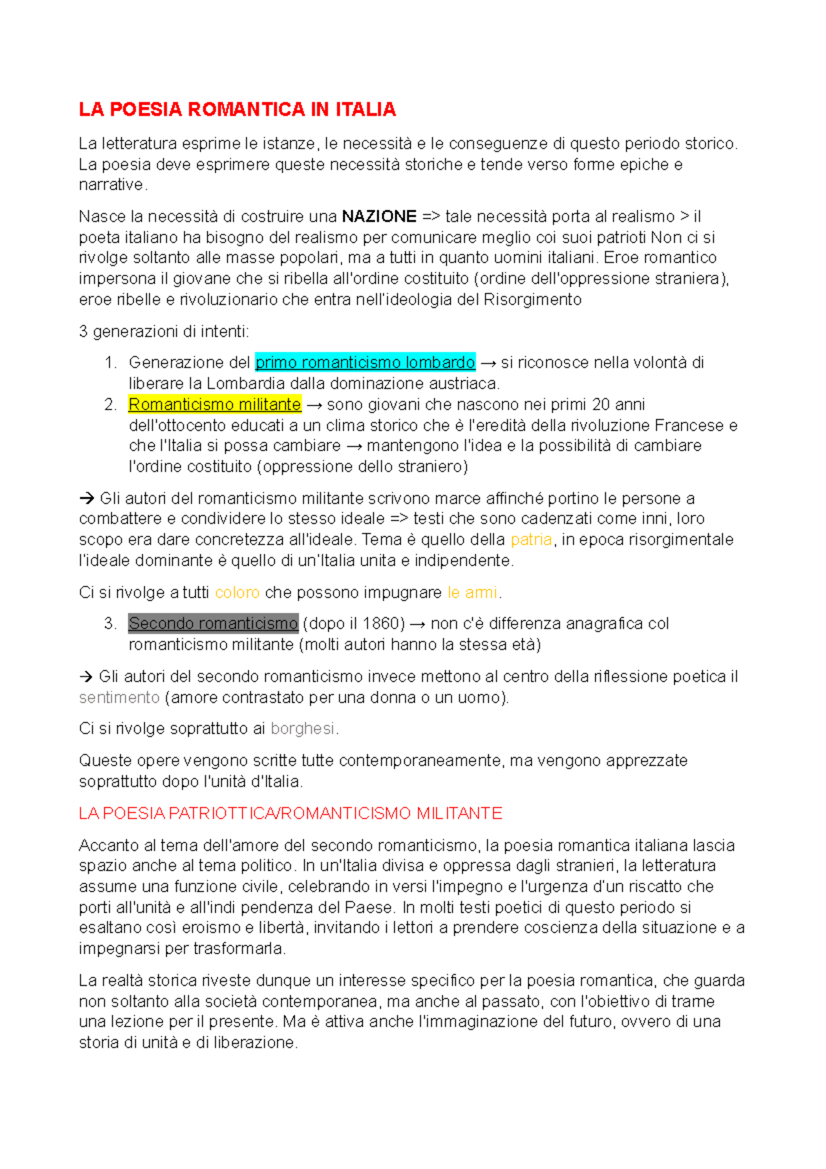 LA Poesia Romantica IN Italia, Verga E D' Annunzio - LA POESIA ...