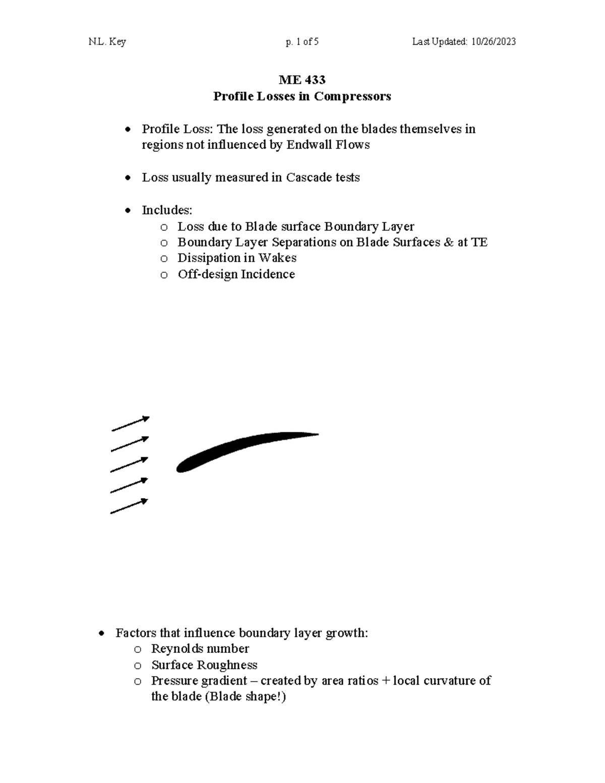 Lec24-Compressor Profile Losses - ME 433 Profile Losses in Compressors ...