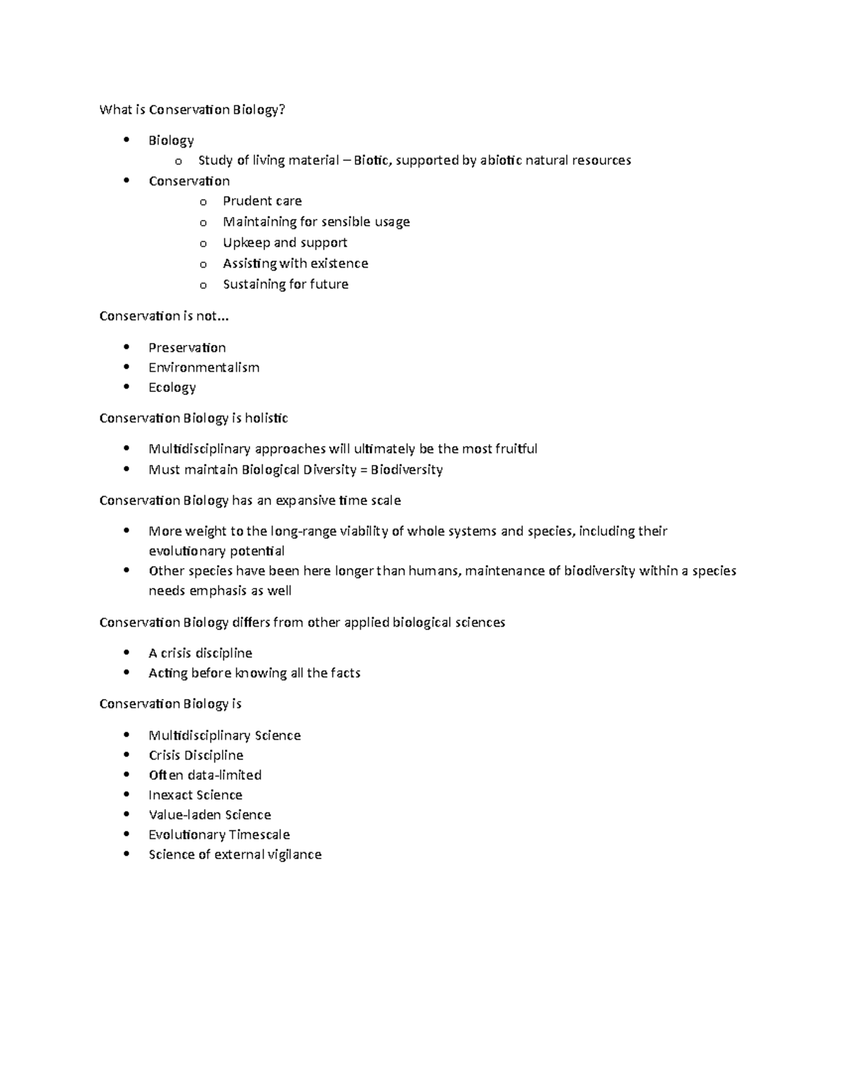 NRES211 What is Conservation Biology What is Conservation Biology
