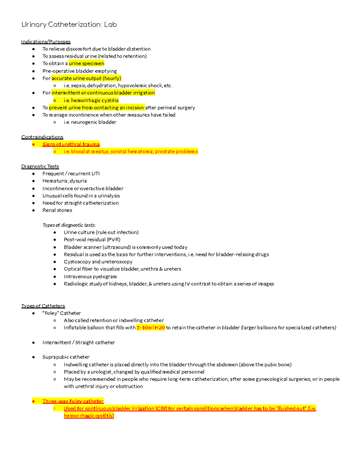 Urinary Catheterization Lab - Urinary Catheterization: Lab Indications ...