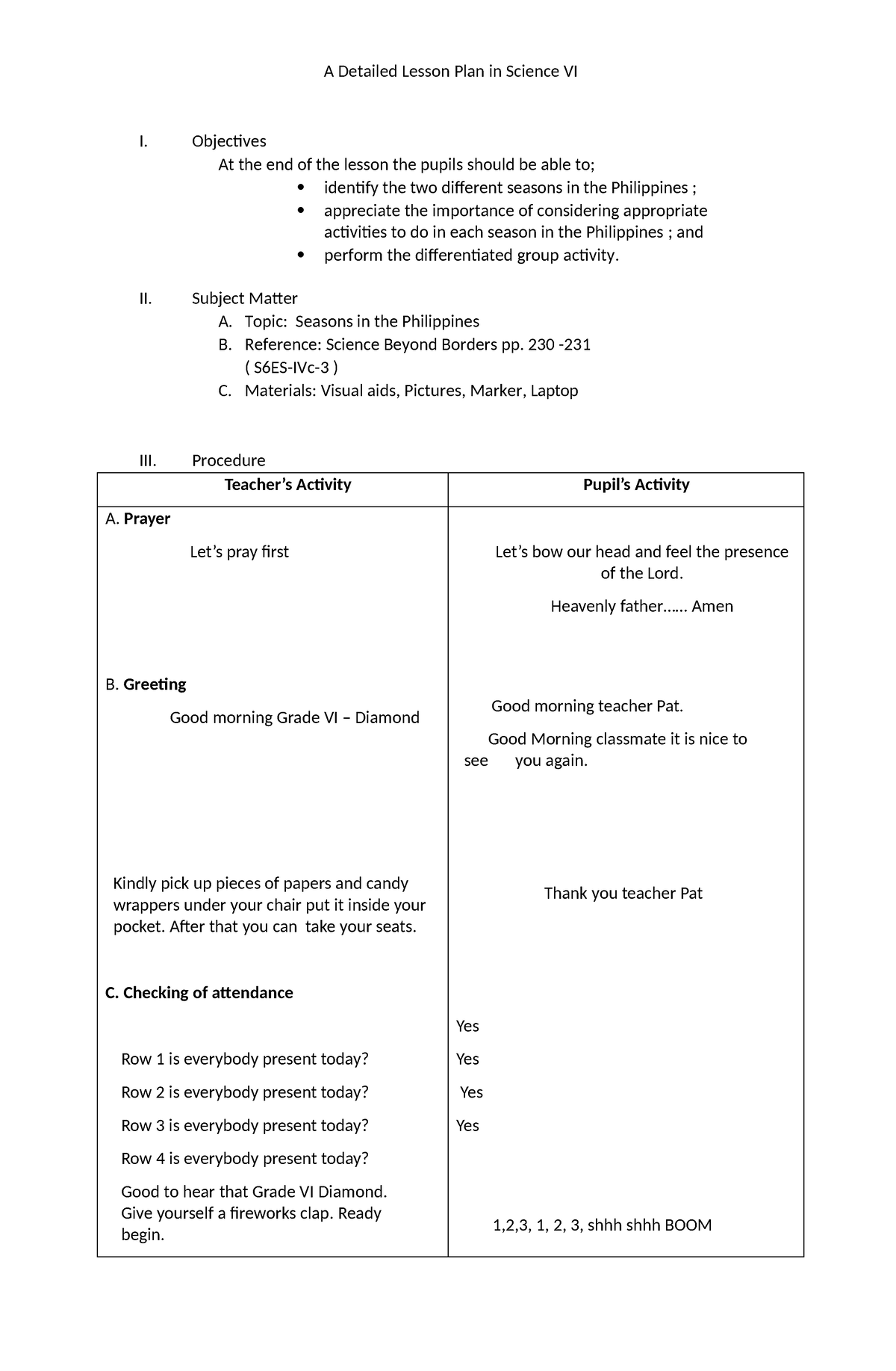 Detailed Lesson PLAN Science VI - A Detailed Lesson Plan in Science VI ...