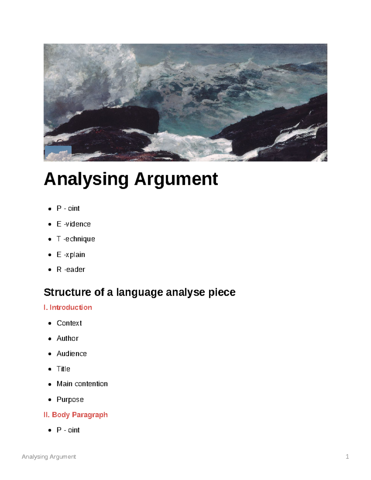 Analysing Argument - Introduction Context Author Audience Title Main ...