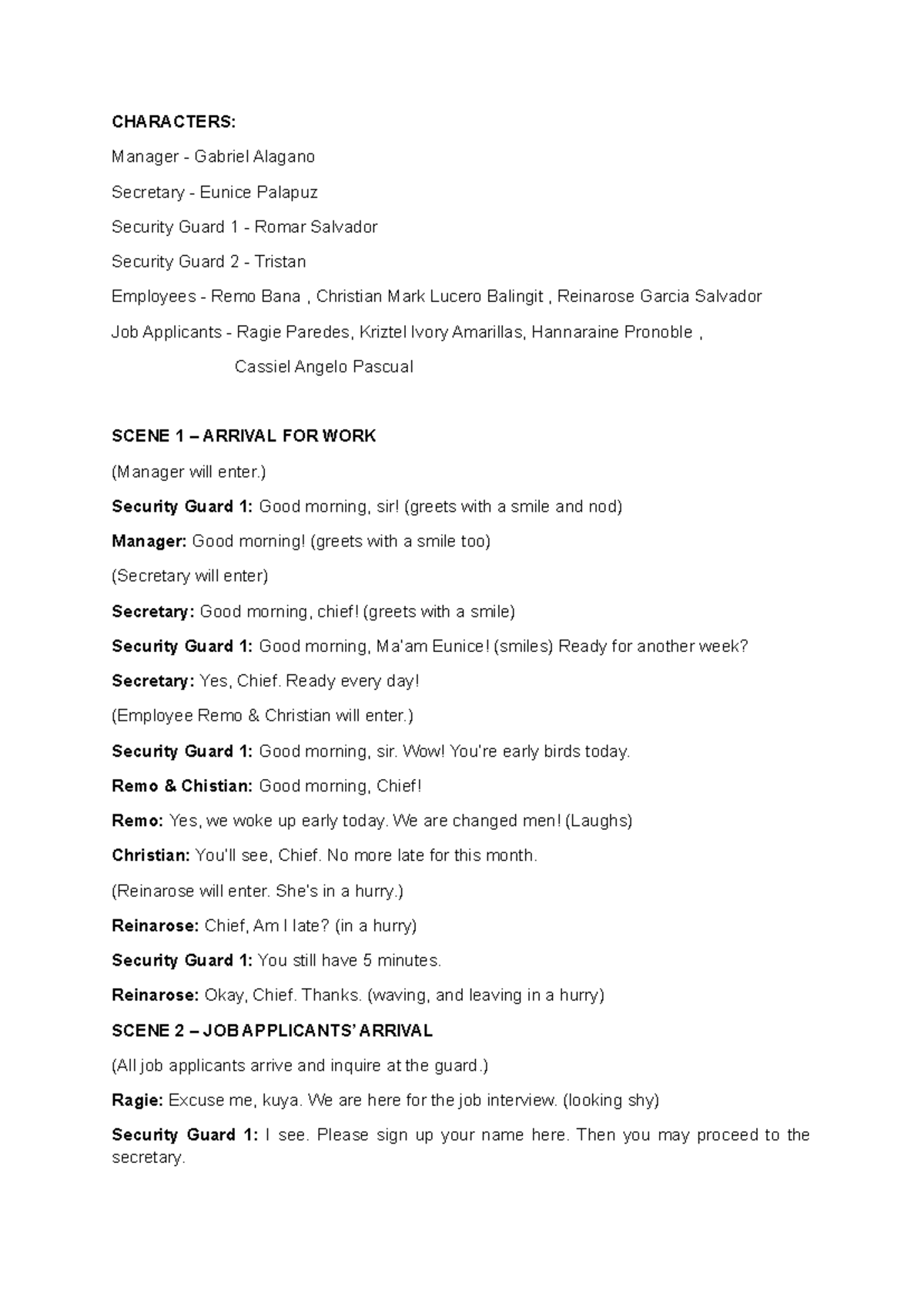 Purposive Communication Sample Script CHARACTERS Manager Gabriel