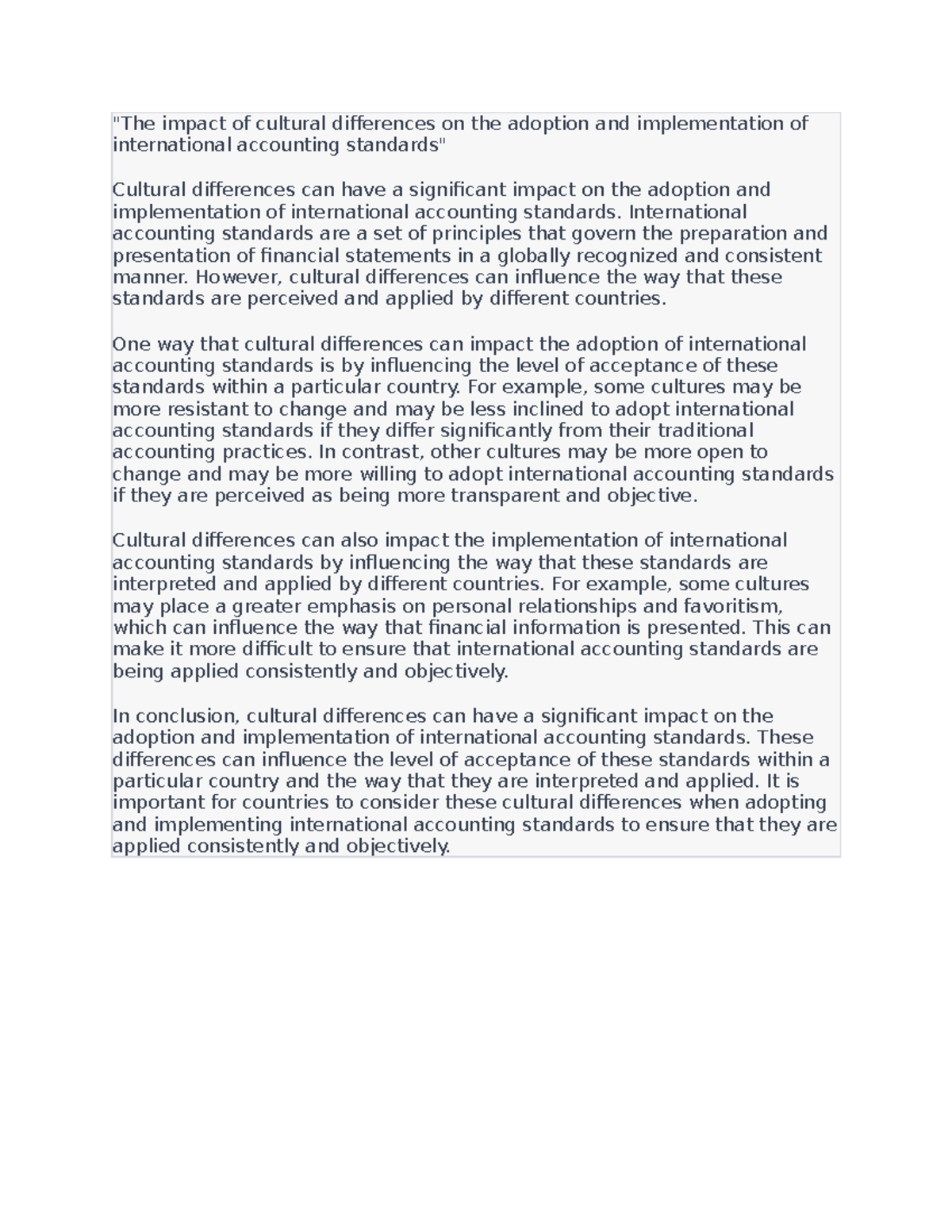The impact of cultural differences on the adoption and implementation ...