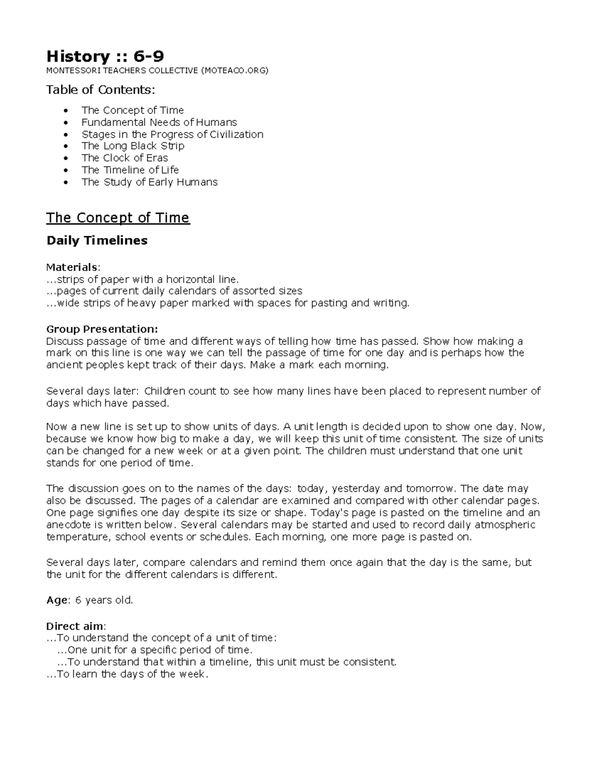 69 History Allen Lloyd History 6 MONTESSORI TEACHERS