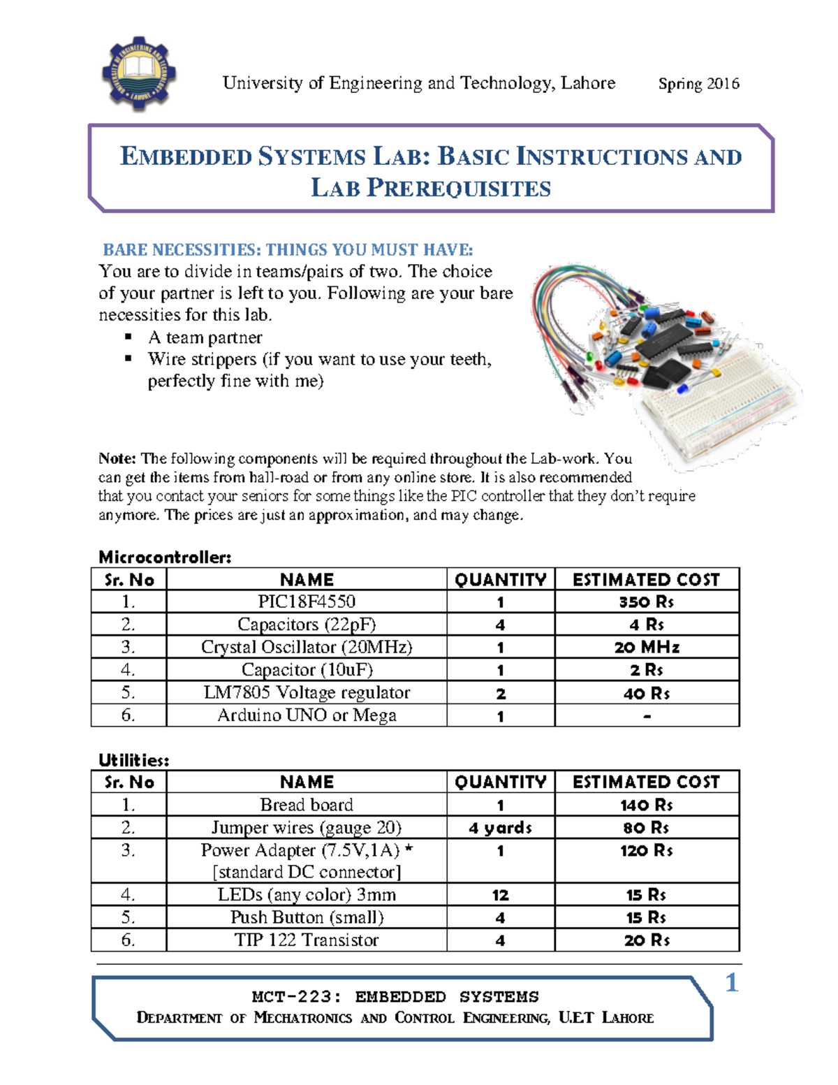 Practical - Assembly Programs, Lab 1-4 - 1 MCT-223: EMBEDDED SYSTEMS ...