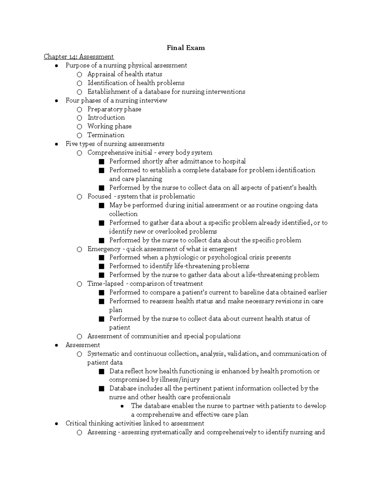 Quiz #4 Study Guide - Quiz #4 - Final Exam Chapter 14: Assessment ...