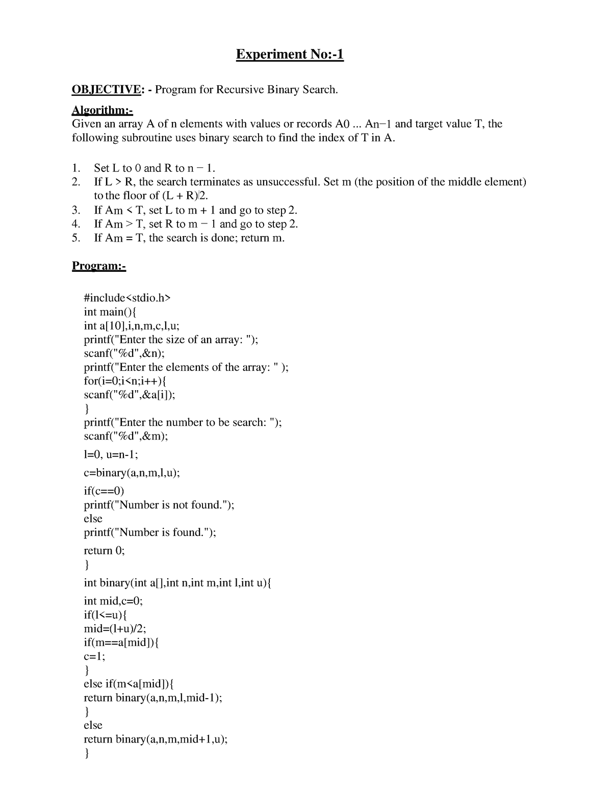 DAA Lab Program KCS 553 2023 2024 Experiment No 1 OBJECTIVE   Thumb 1200 1553 