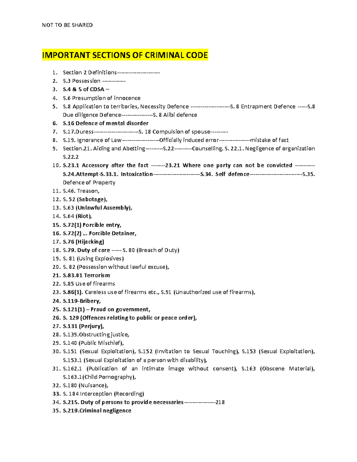 1.IMPO.Sections-of-CC - NOT TO BE SHARED IMPORTANT SECTIONS OF CRIMINAL ...