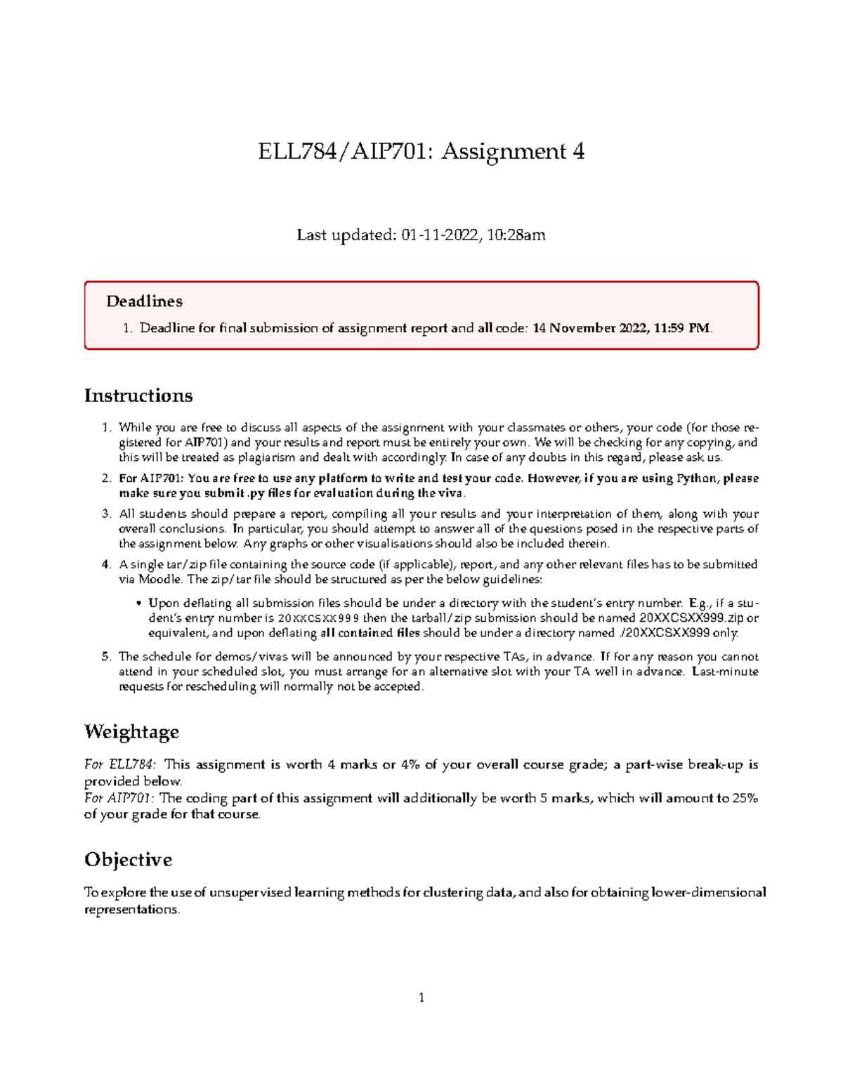 A4 22 - Pattern Recognition - ELL784/AIP701: Assignment 4 Last updated ...