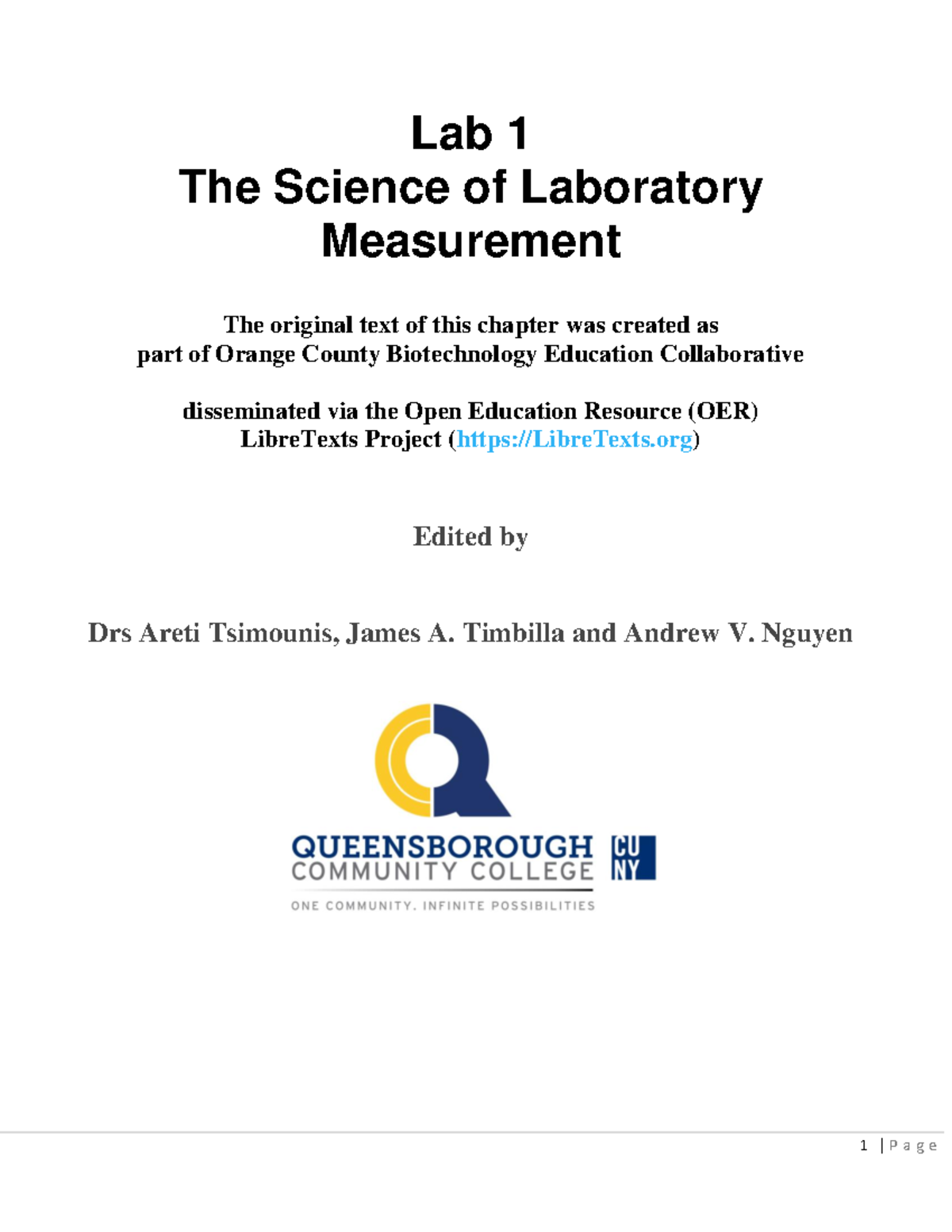Lab 1 measurement v3ATAN Lab 1 The Science of Laboratory Measurement The original text of