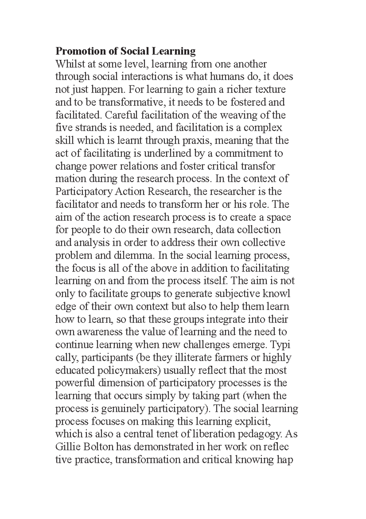 Promotion of Social Learning - Promotion of Social Learning Whilst at ...