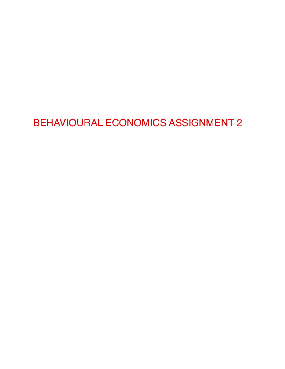 behavioural economics assignments