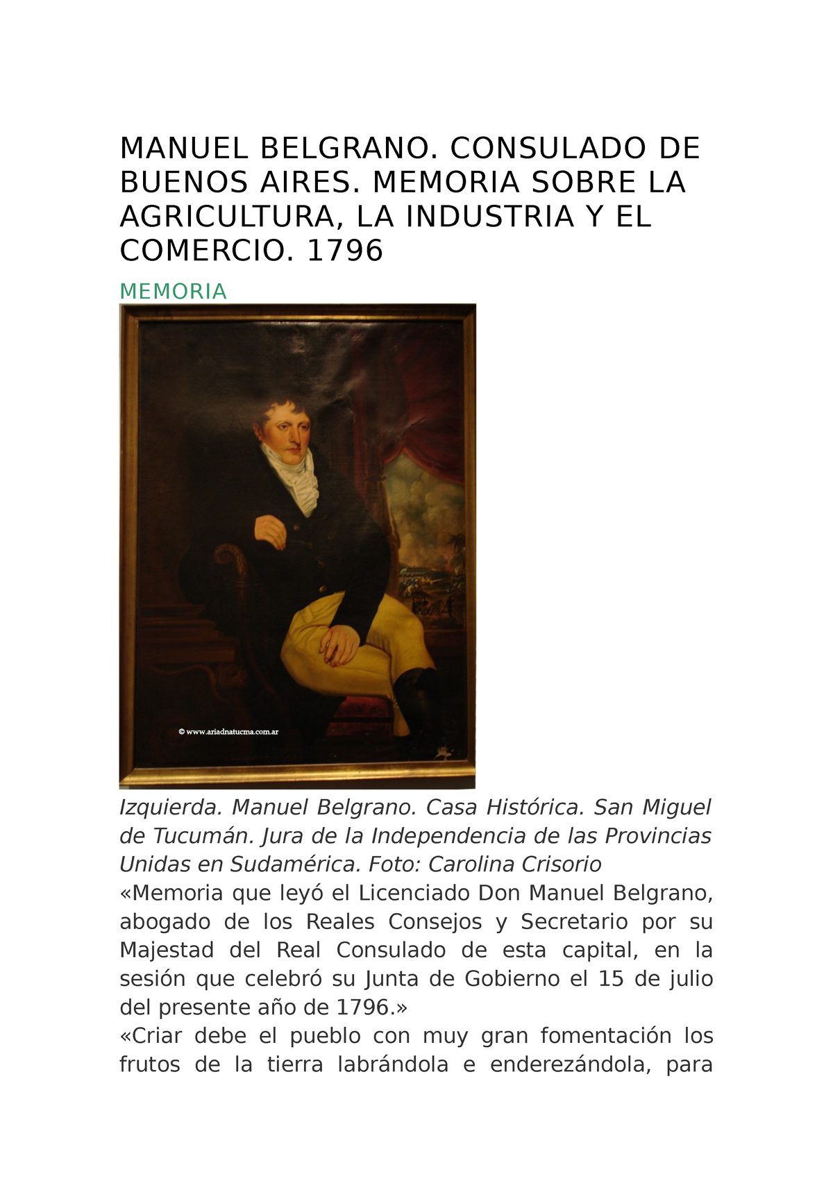 Memorias-DE- Manuel- Belgrano - MANUEL BELGRANO. CONSULADO DE BUENOS ...