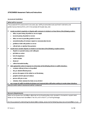 Sitxcom 005 Assessment - Scenarios Diploma Of Hospitality - SITXCOM005 ...