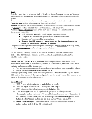 Toxicology Exam 1 with Quiz Questions - Quiz 1: Toxicology is the study ...