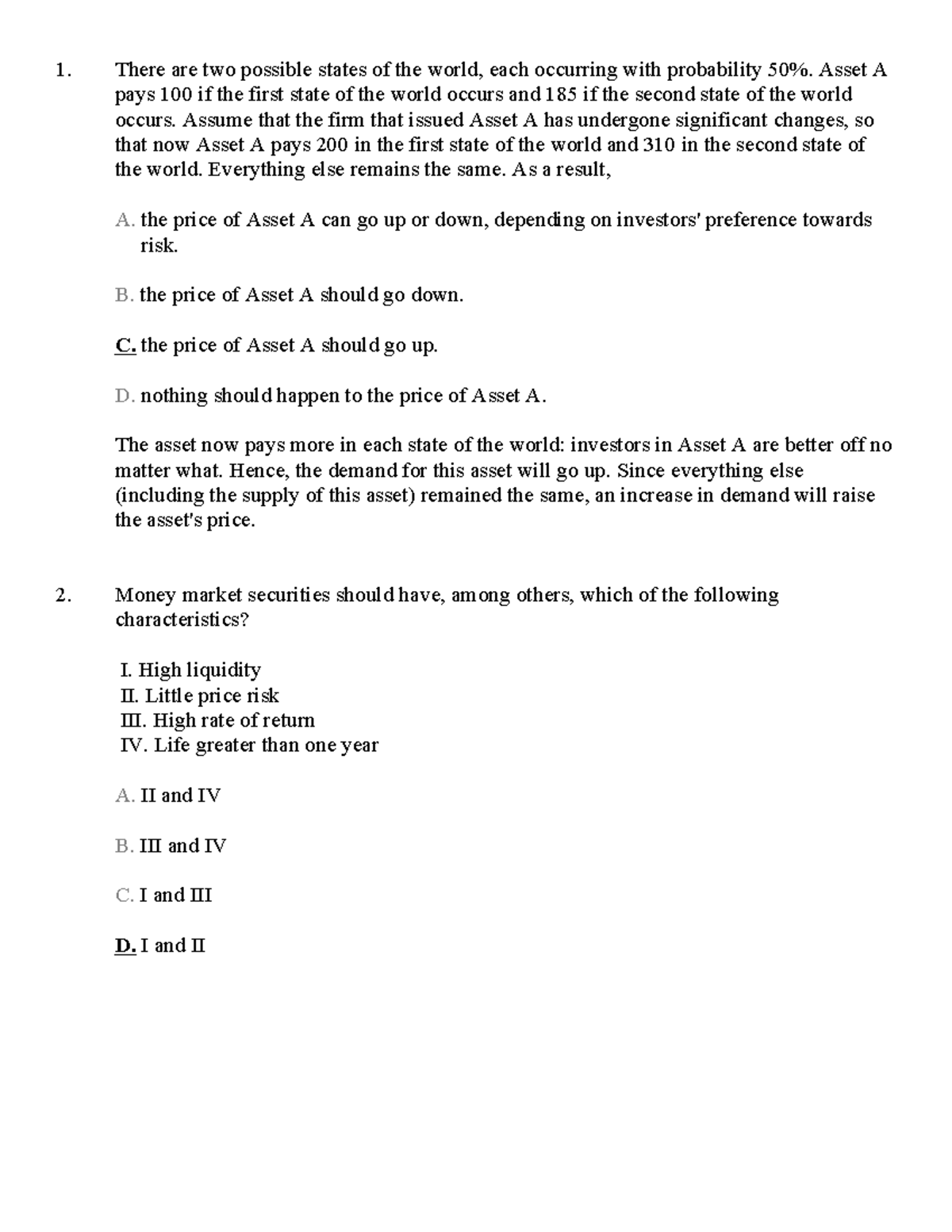 Esempio di prova d'esame con soluzioni esercizi Sistema Finanziario