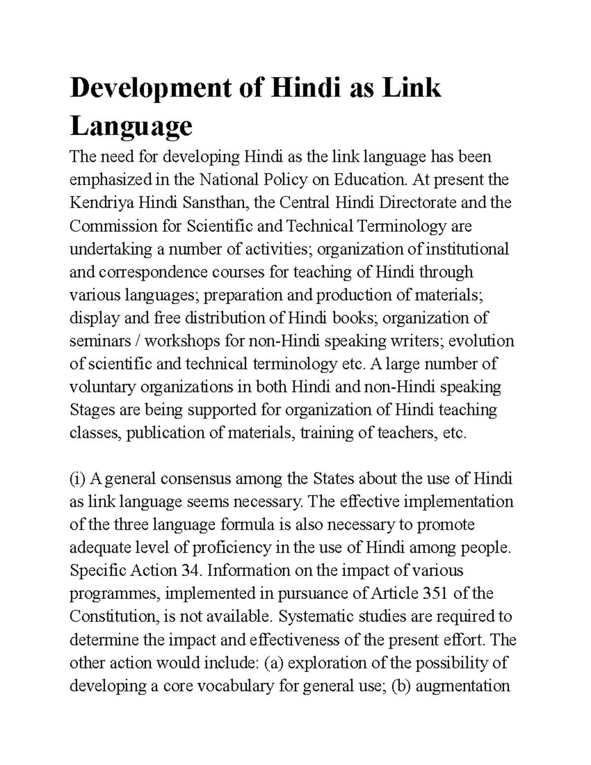 Development of Hindi as Link Language - Development of Hindi as Link ...