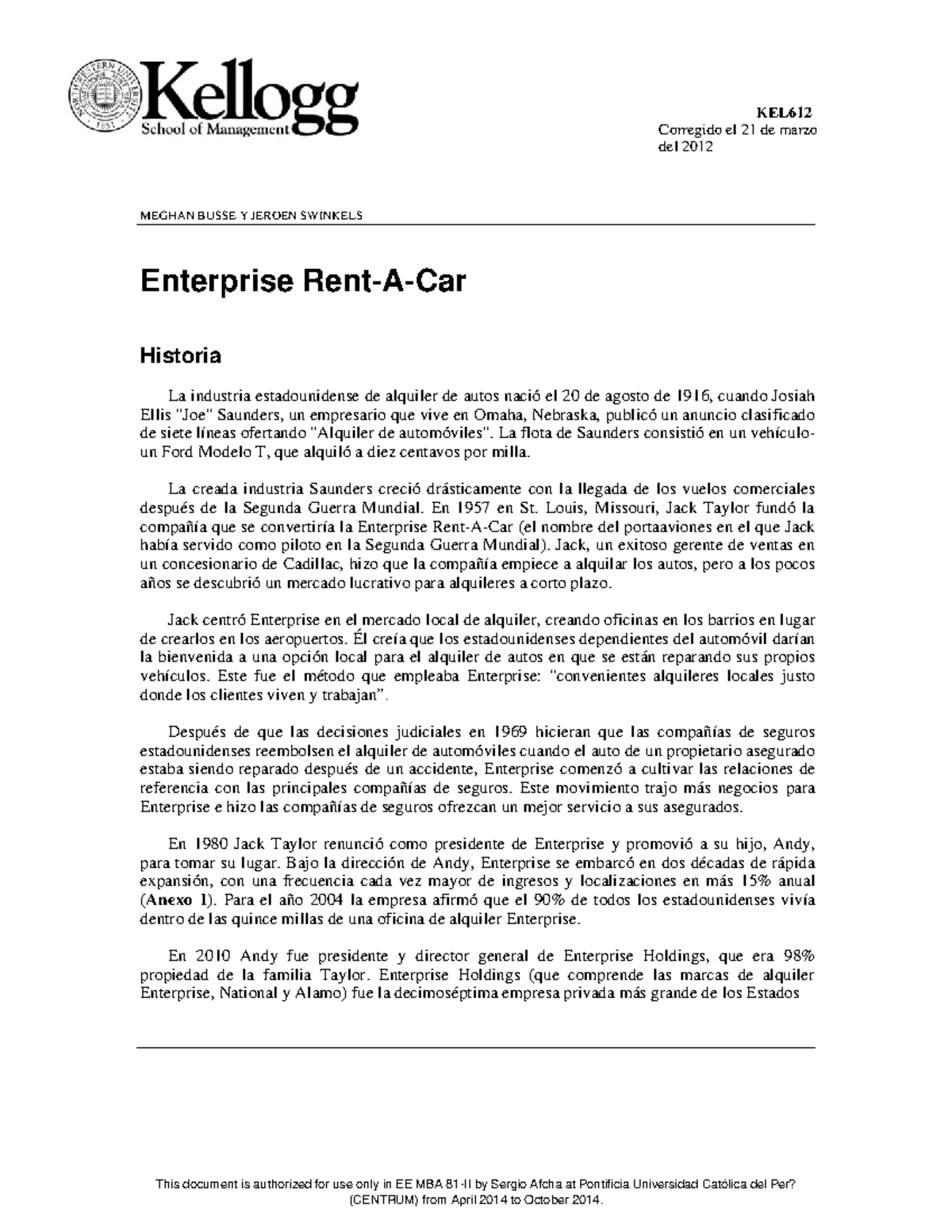 S06.s2 Caso Enterprise rent a car This document is authorized for use