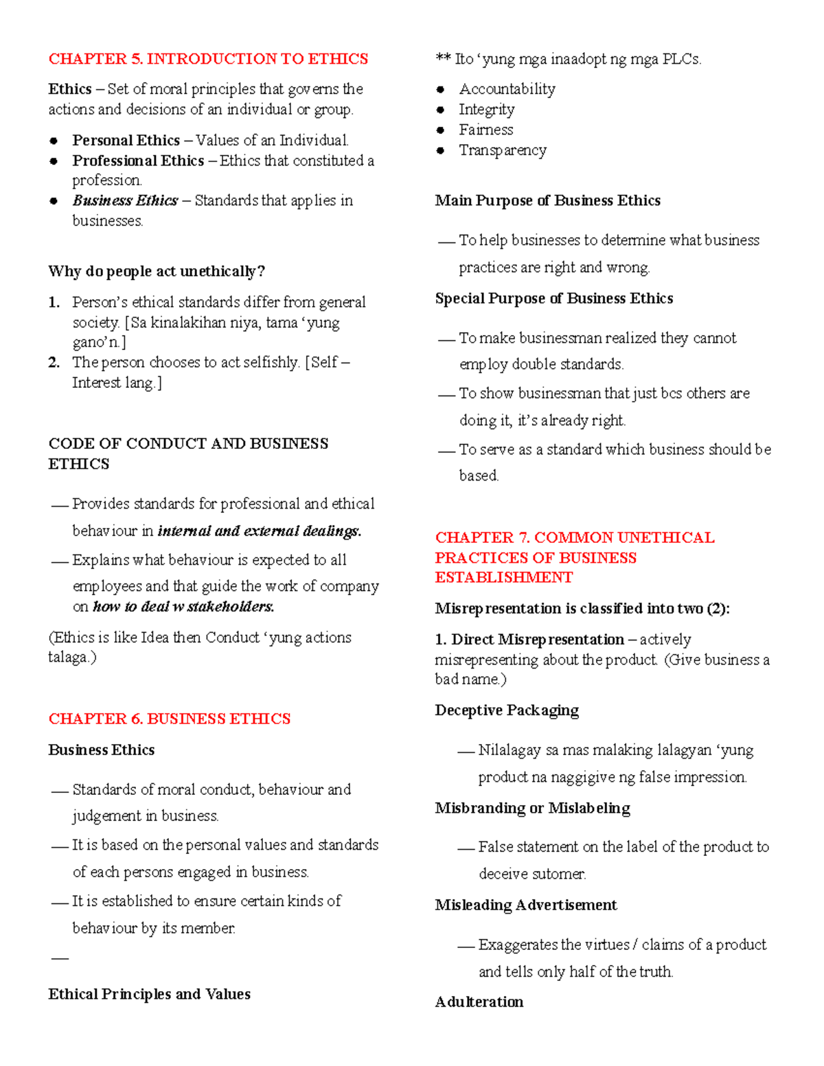 Corporate Governance Reviewer - CHAPTER 5. INTRODUCTION TO ETHICS ...