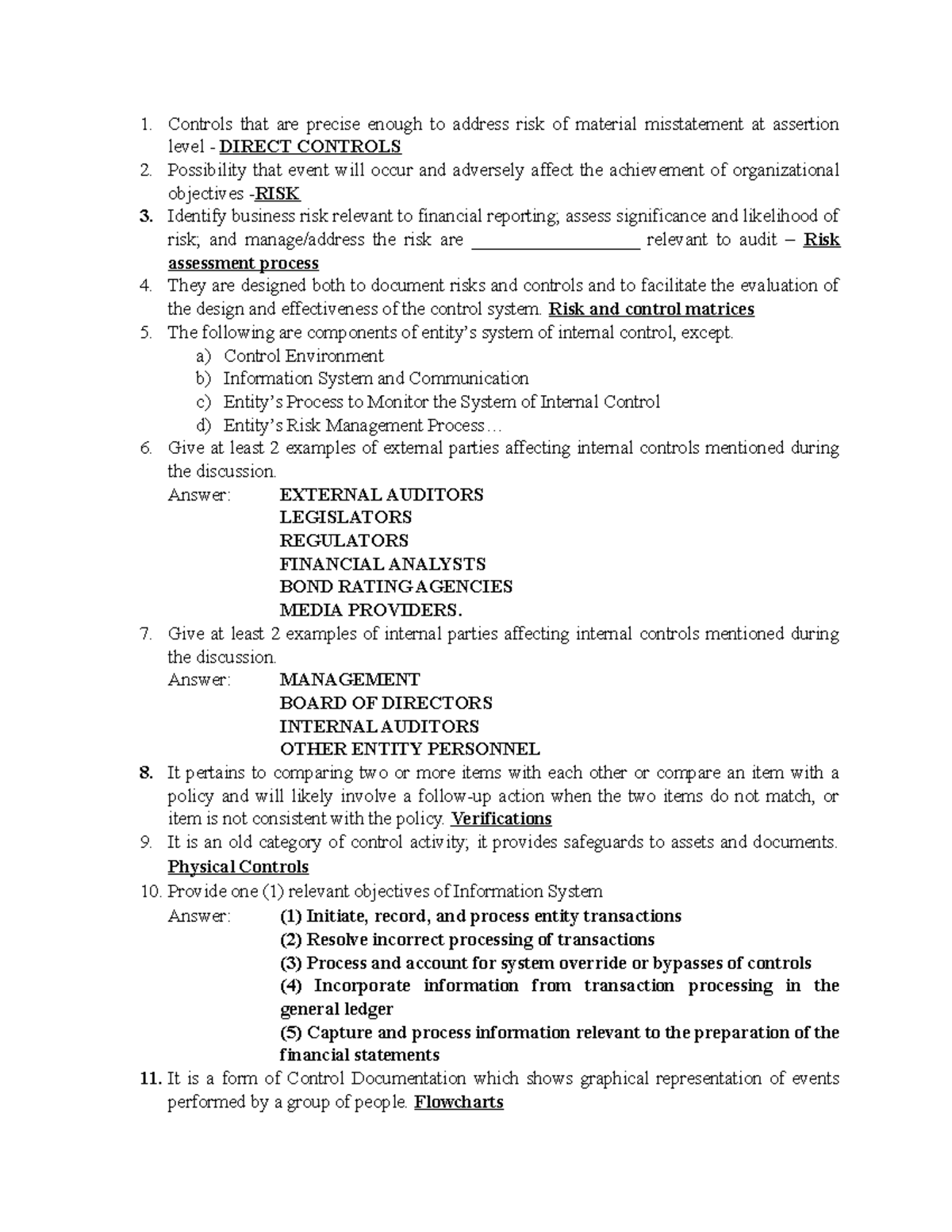 Qs Final - Controls that are precise enough to address risk of material ...