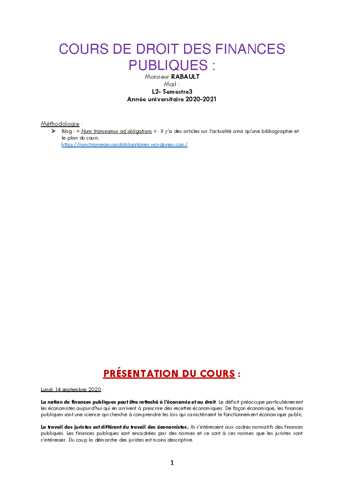 Droit Des Finances Publiques - S3 - COURS DE DROIT DES FINANCES ...