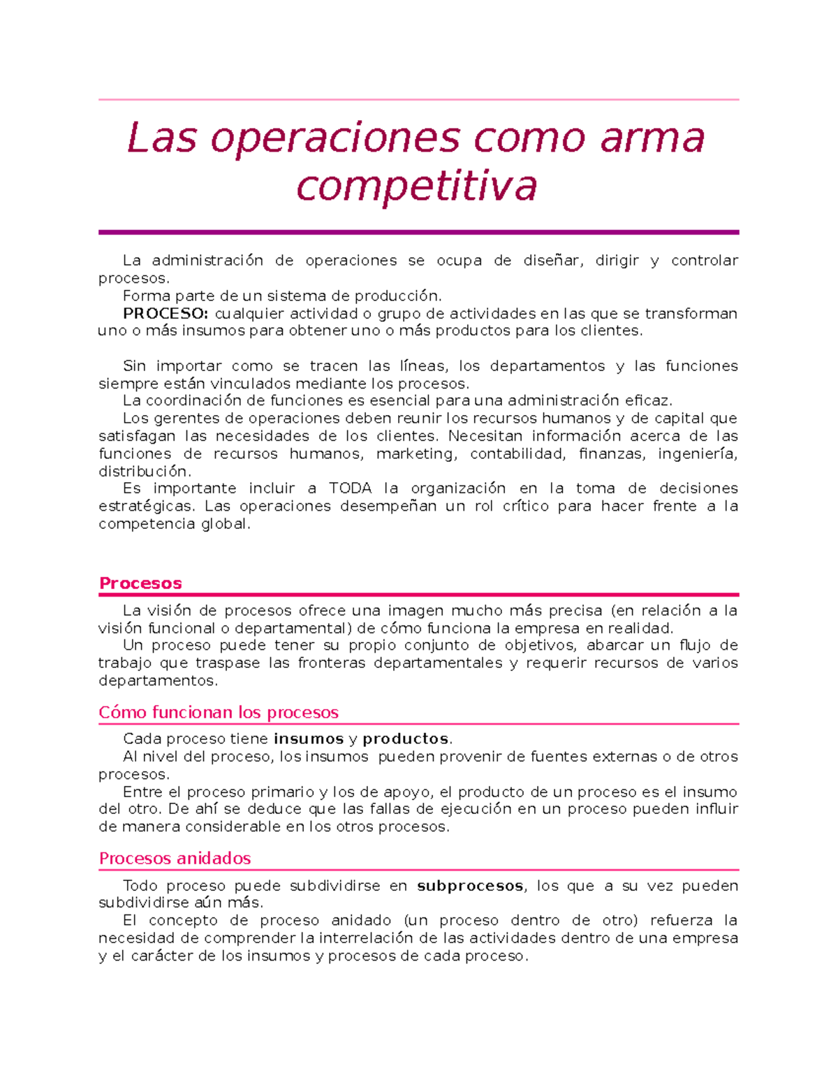 Gestion De Las Operaciones Operaciones C - Las Operaciones Como Arma ...