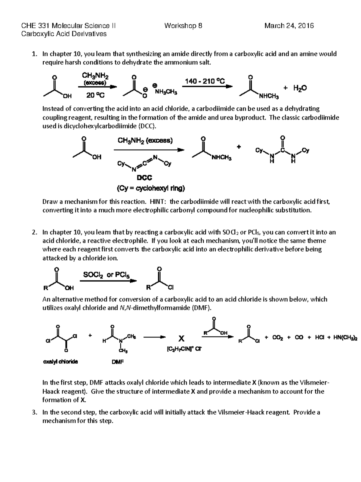 carboxylic acid assignment