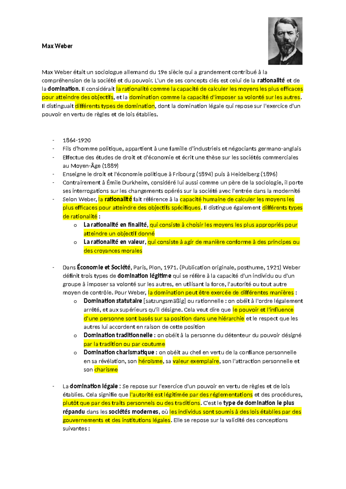 Max Weber - Résumé Introduction à la science politique - Max Weber Max ...