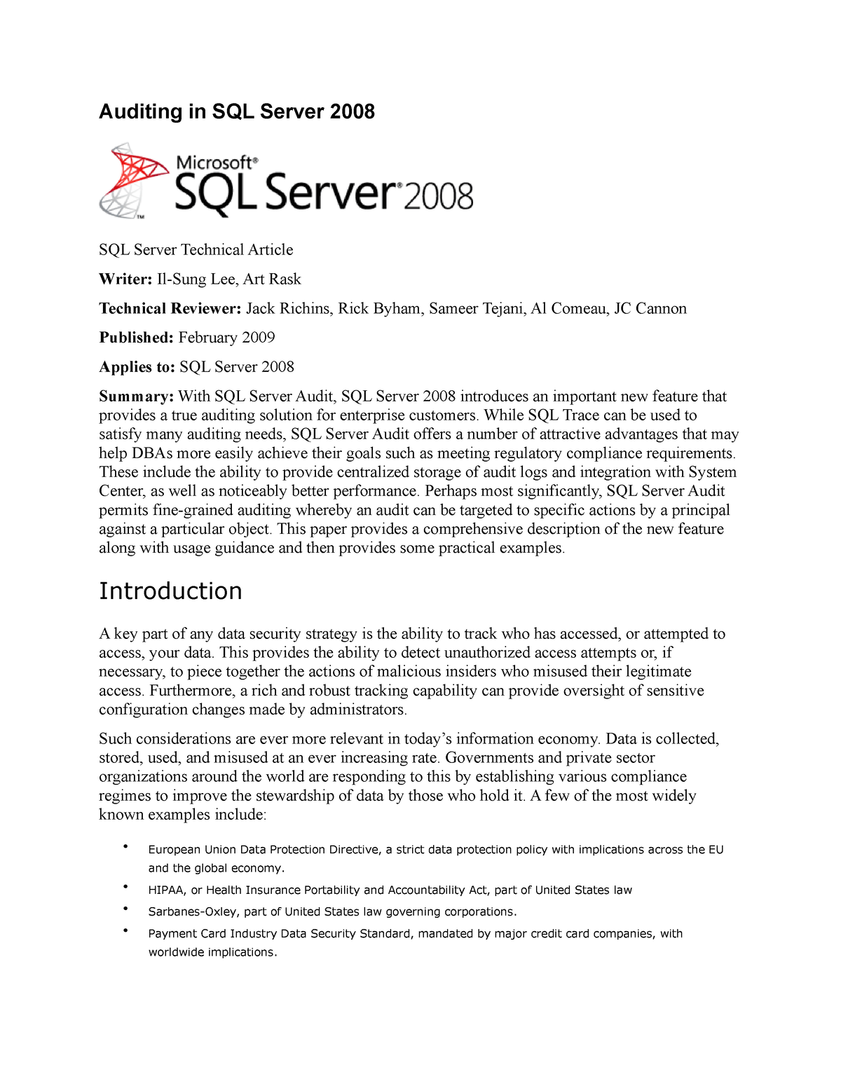 268254208 Auditing In SQL Server 2008 Auditing In SQL Server 2008 SQL 