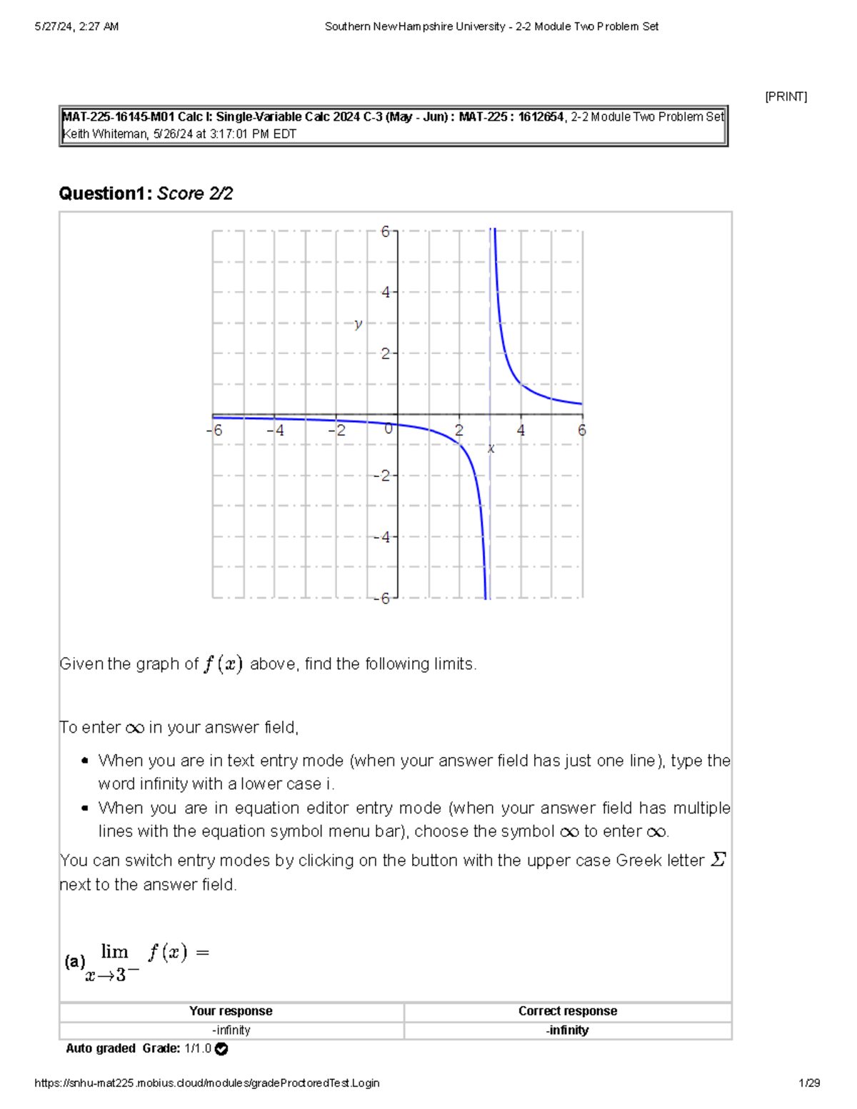 WK2 Problem Set Study Guide - [PRINT] MAT-225-16145-M01 Calc I: Single ...