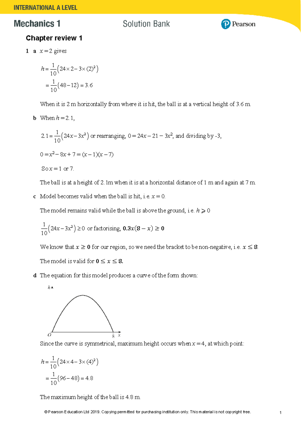Ial maths mech 1 cr1 pearson education ltd 2019 copying permitted