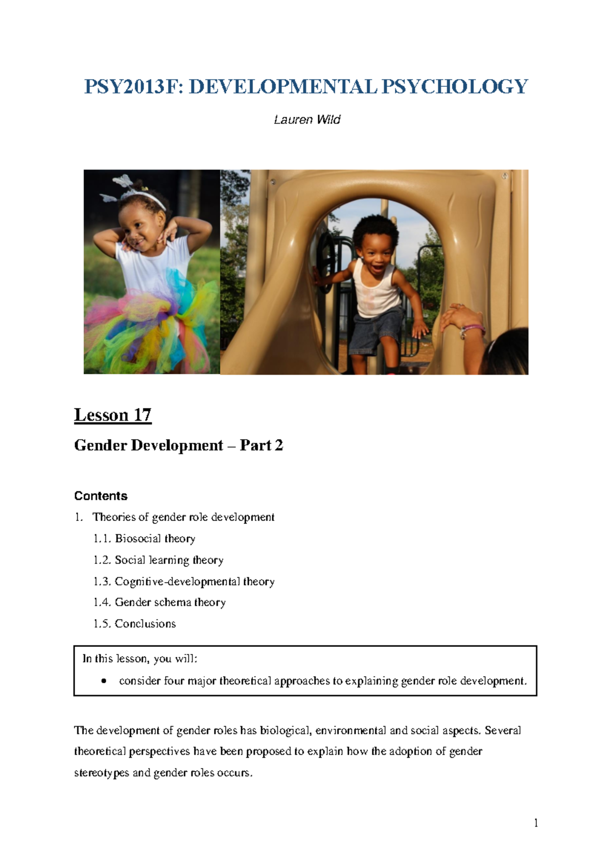 Lesson+17 Gender+Development Part+2 - PSY2013F: DEVELOPMENTAL ...