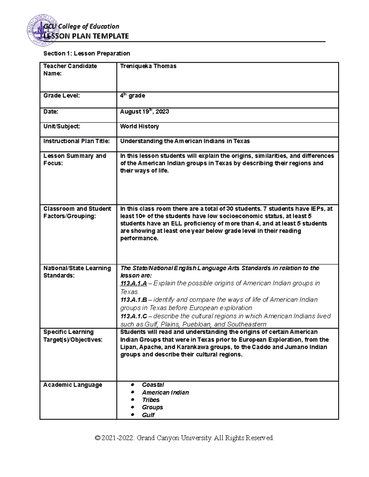 ELM 351-World History Lesson Plan - LESSON PLAN TEMPLATE Section 1 ...