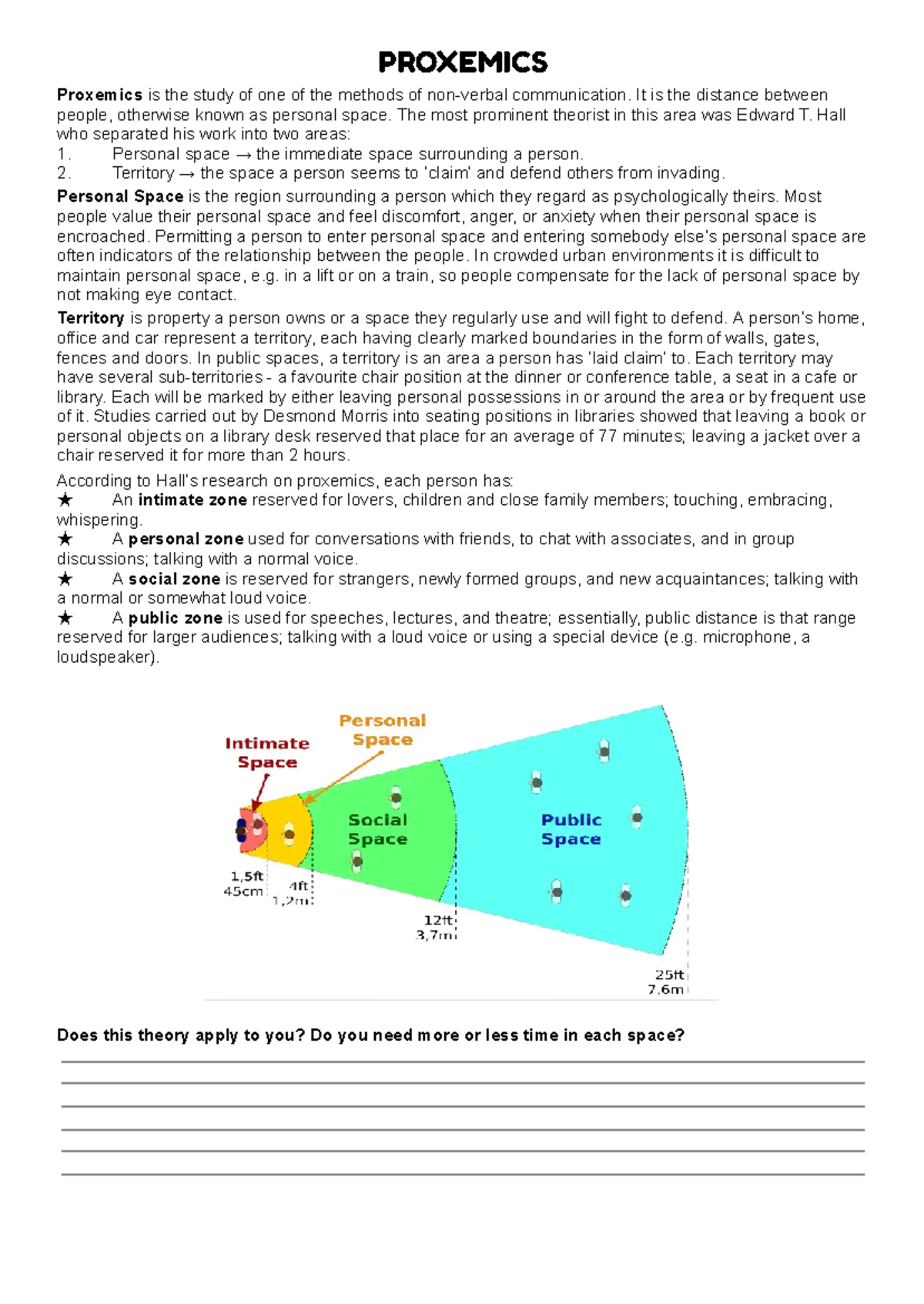 2023 Proxemics - notes - PROXEMICS Proxemics is the study of one of the ...