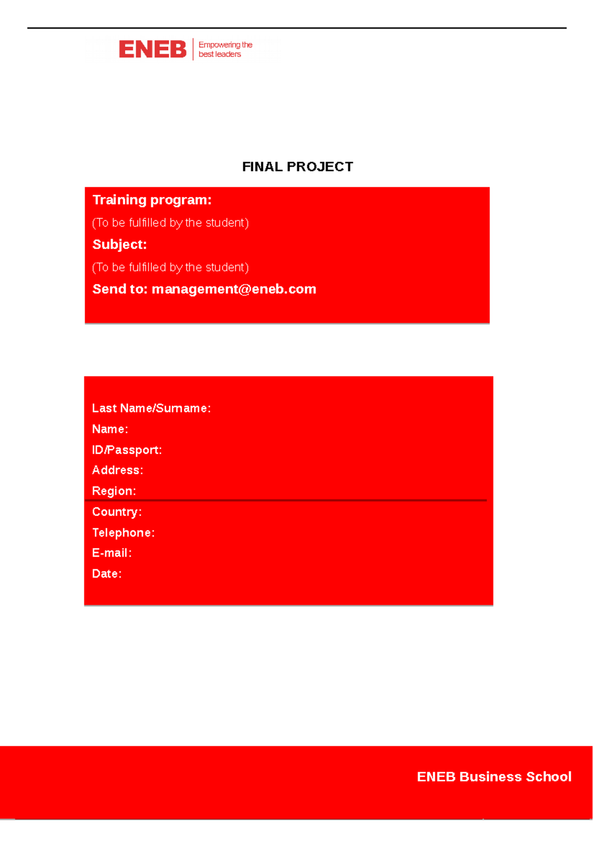 Final Project CSR - FINAL PROJECT Training program: (To be fulfilled by ...