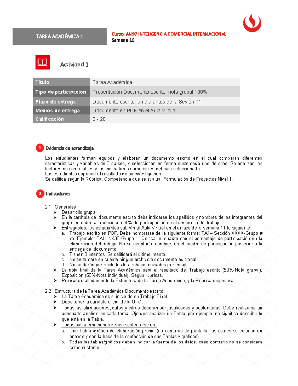 Tarea Académica AN97 Inteligencia Comercial Internacional 2024 - Los ...
