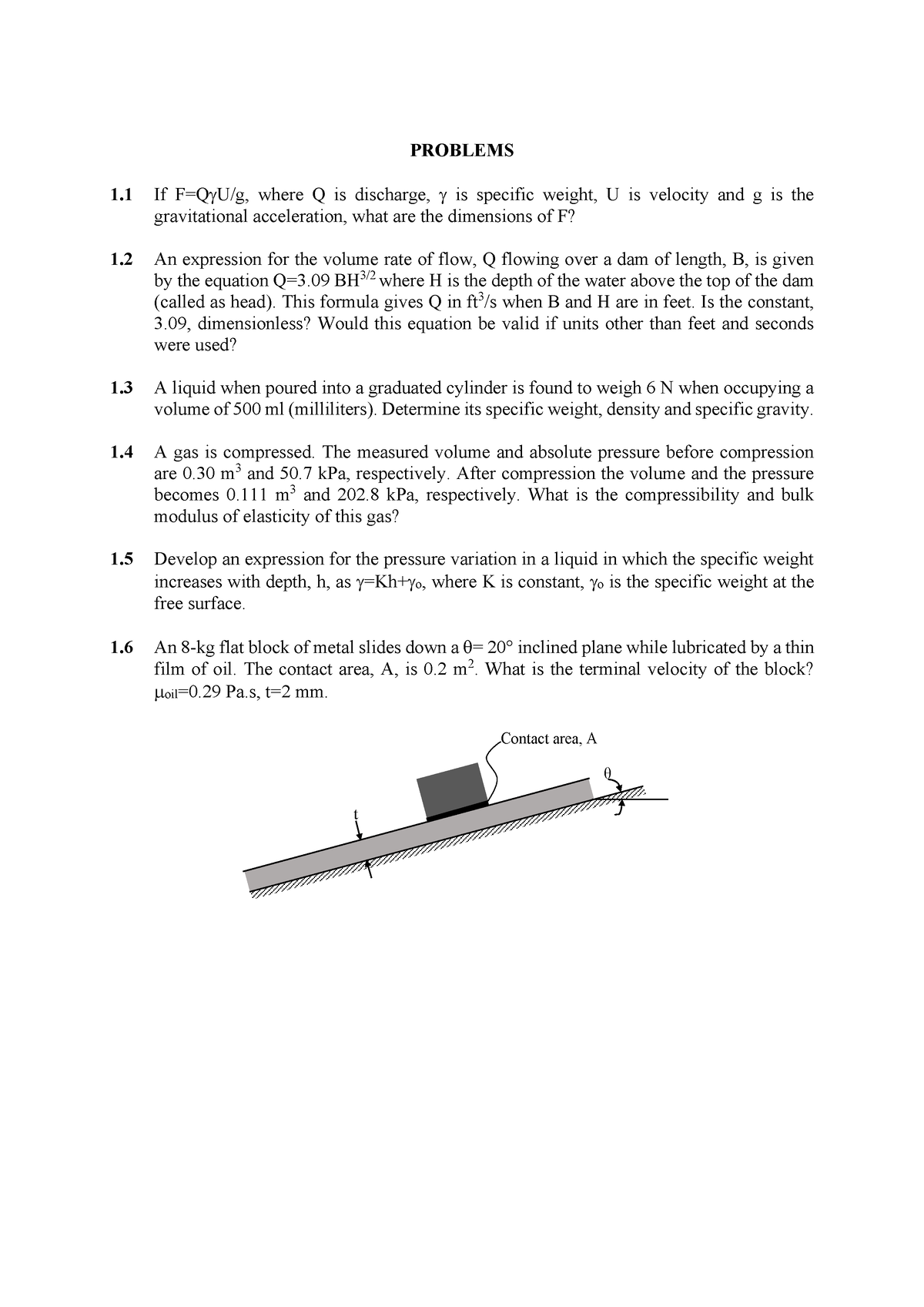 Chapter-1-questions. Practice Questions From The First Chapter Of Fluid ...