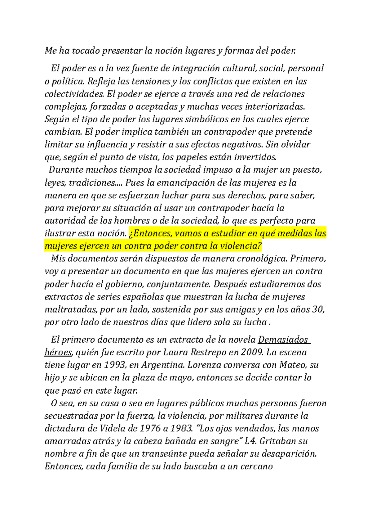 Lugares y formas poder de las mujeres - Me ha tocado presentar la ...