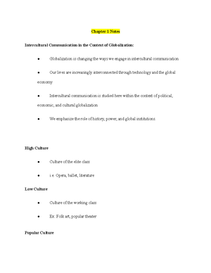 Exam 1 Study Guide - Summary Intercultural Communication - Culture ...