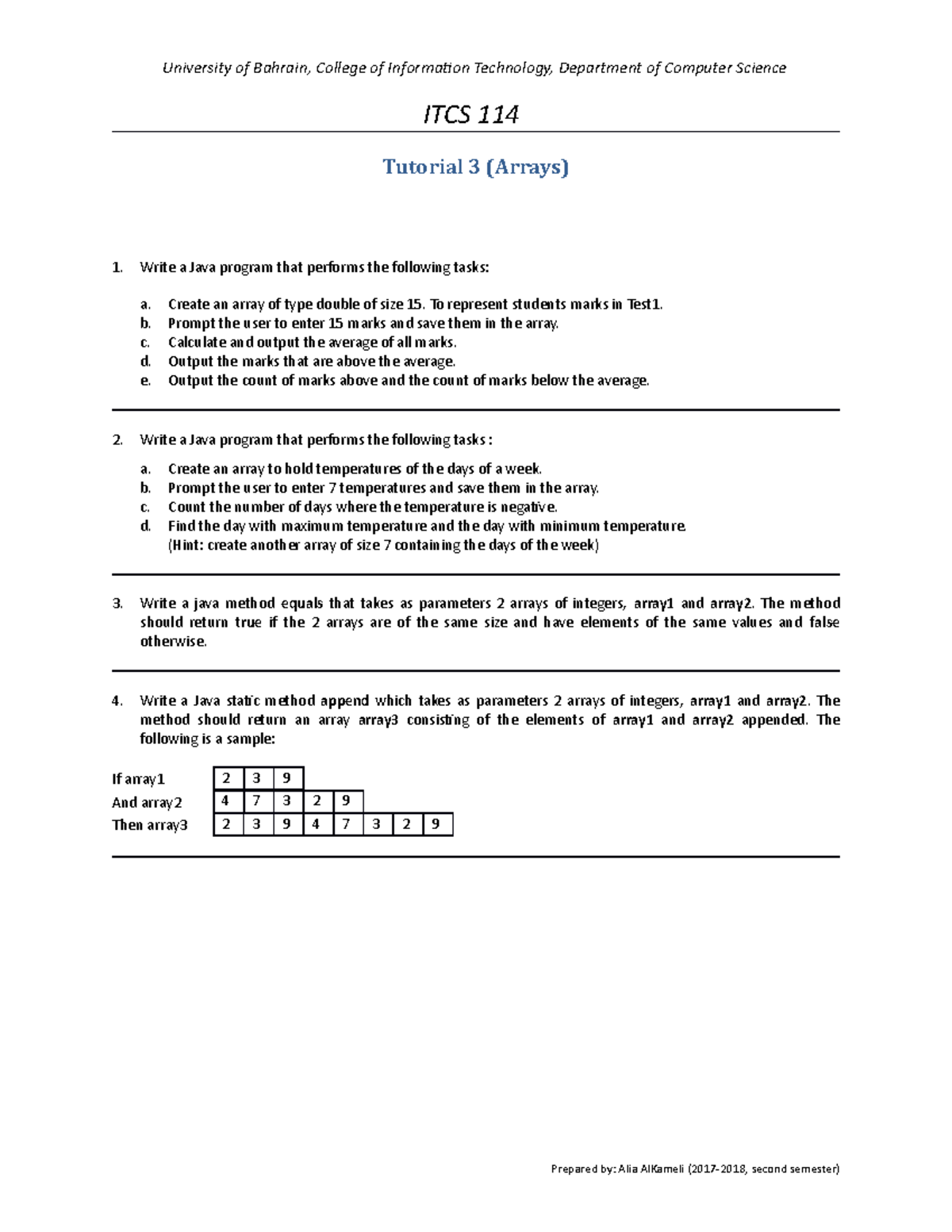 114 Tutorial 3 - LAB practice - University of Bahrain, College of ...