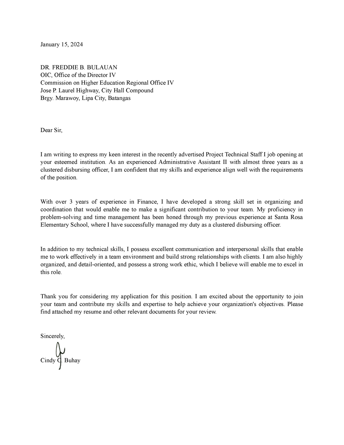 Uaap - letter - January 15, 2024 DR. FREDDIE B. BULAUAN OIC, Office of ...