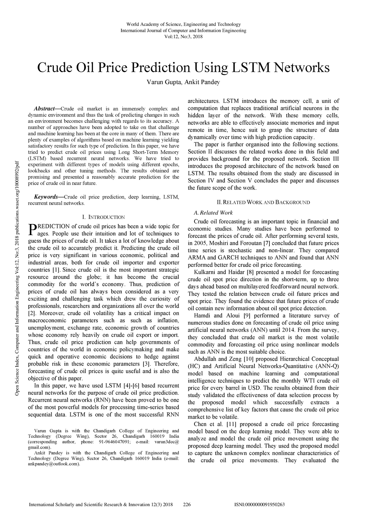 Crude Oil Price Prediction Using Lstm Networks - Abstract — Crude Oil ...