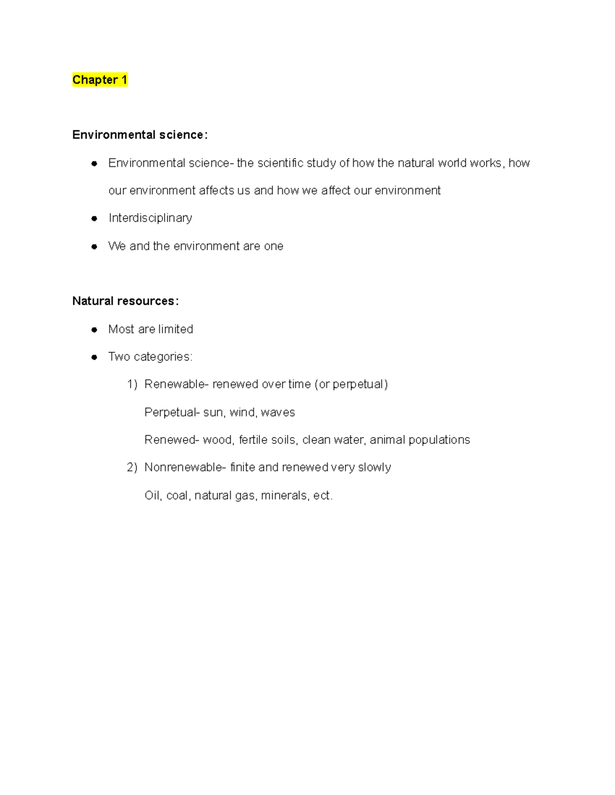 ENS112 chapter 1 notes - Lecture and content provided by professor ...